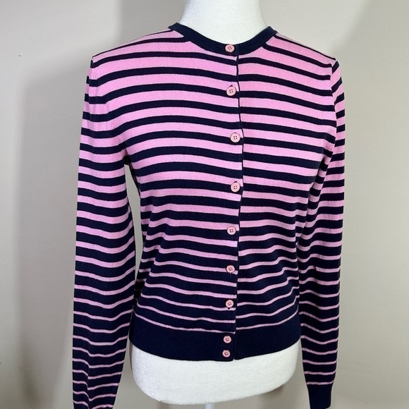 Lilly Pulitzer sz XSM sweater cardigan in navy and a deep pink. Lightweight - Picture 6 of 13